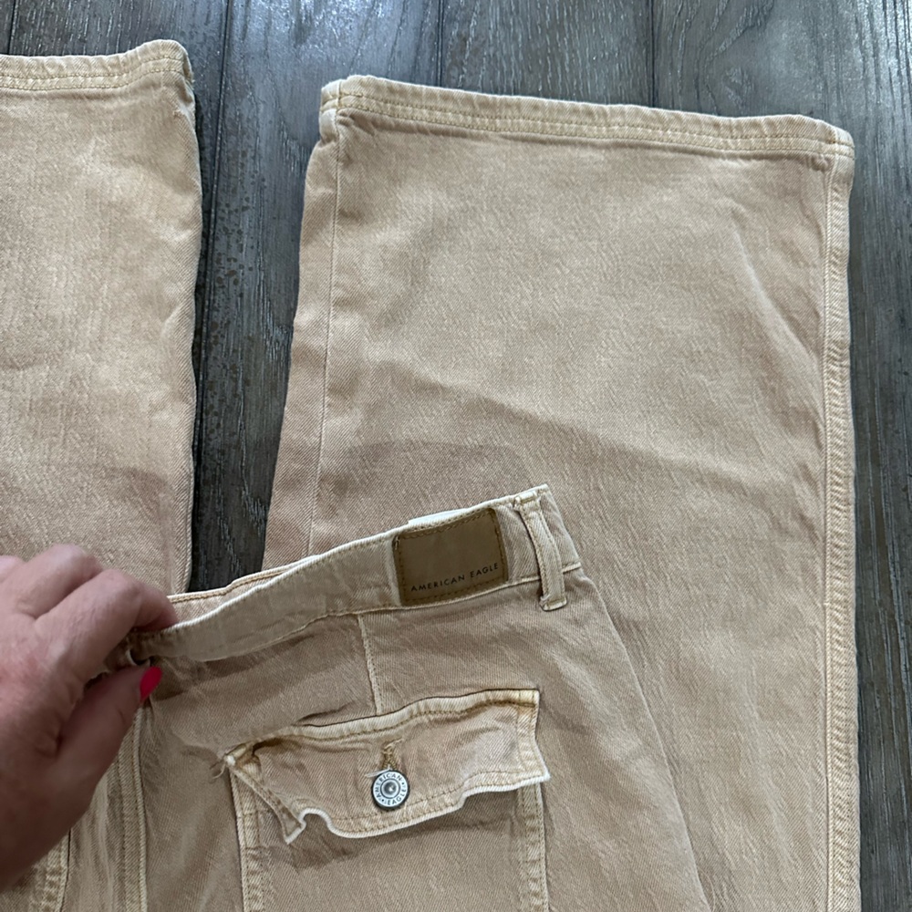 American Eagle Outfitters Tan Wide Leg Jeans - Picture 7 of 11